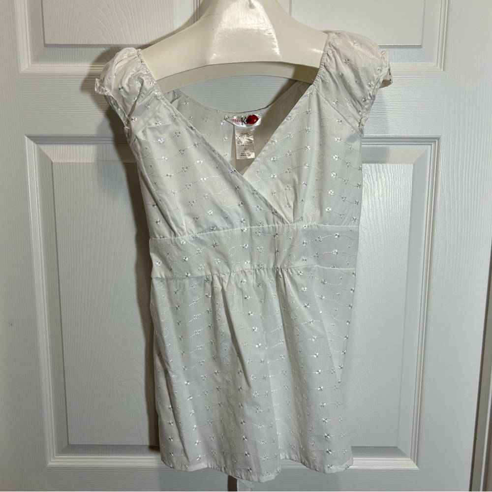 Lemon Kiss White Eyelet Top Size L